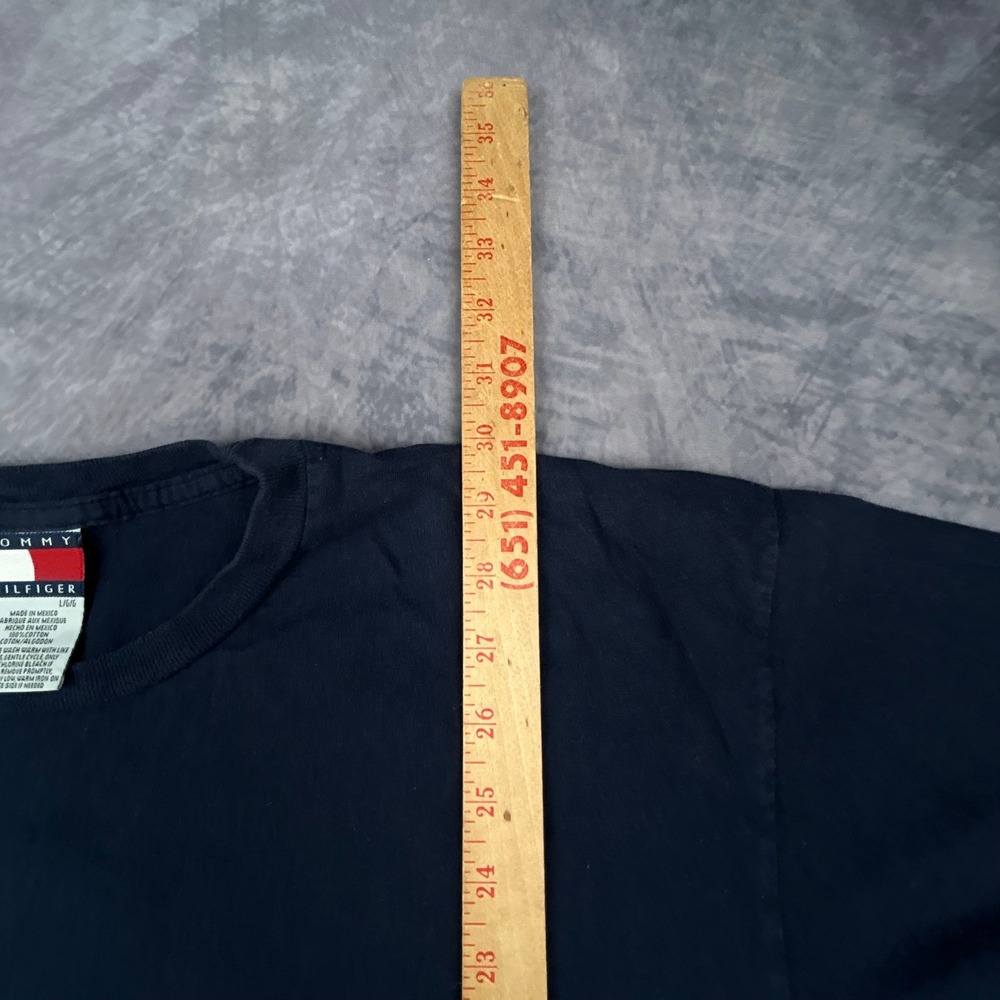 Vintage Tommy Hilfiger Tennis Graphic T-Shirt Navy Blue Mens Large 90s Y2K Boxy - Picture 6 of 7